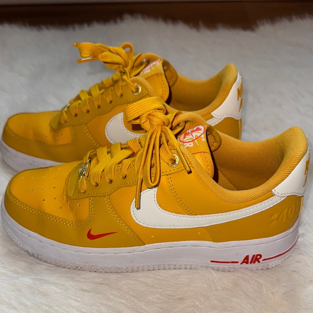 Nike Yellow and White Sneakers Classic Low-Top Design